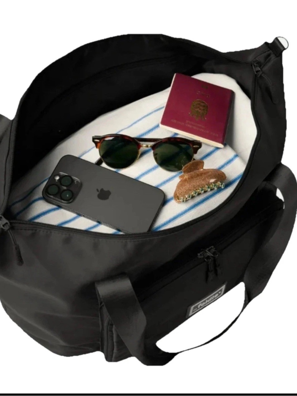NWT The Foldie Black Packable Tote Duffel Bag - Picture 3 of 10